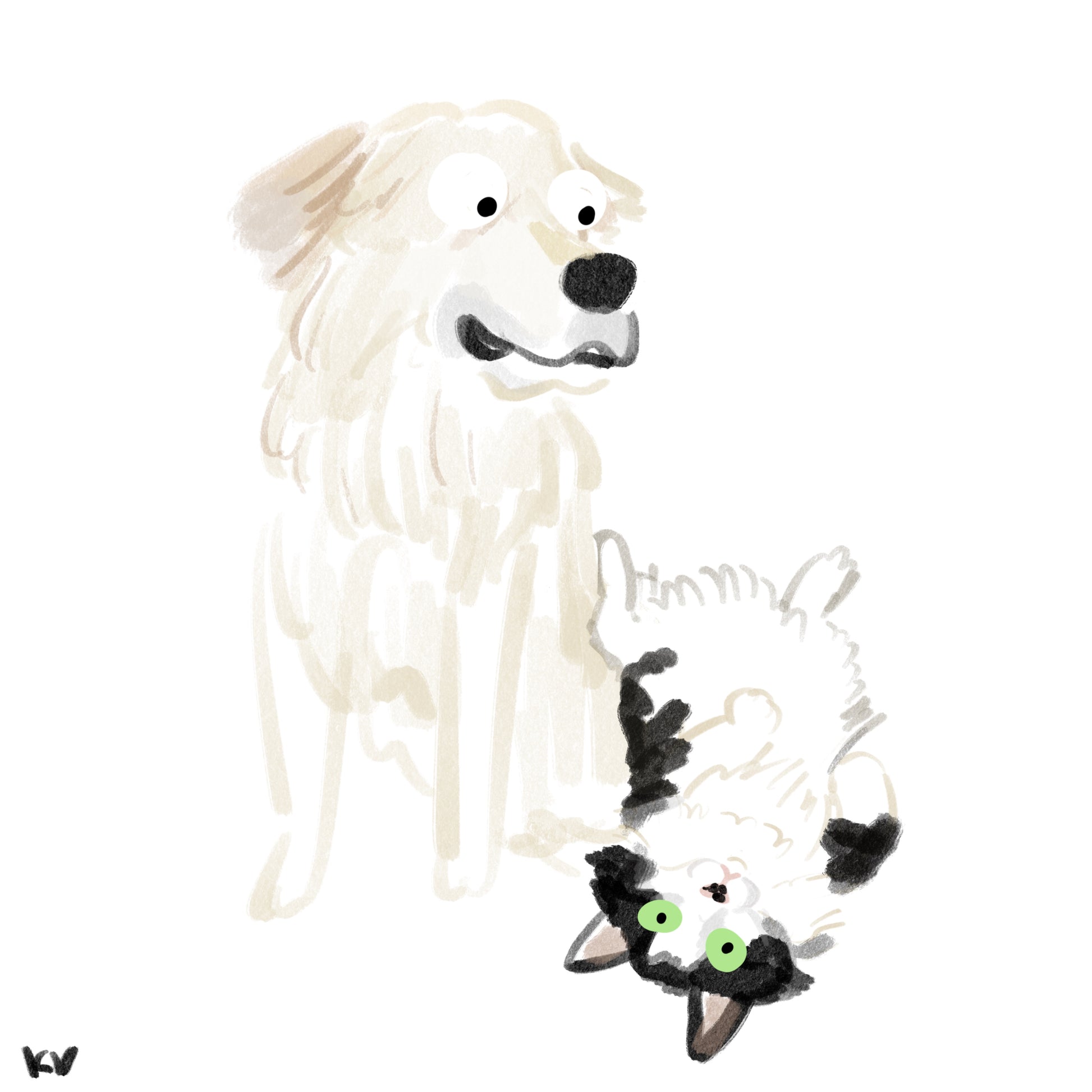 A dog and cat duo illustrated very poorly