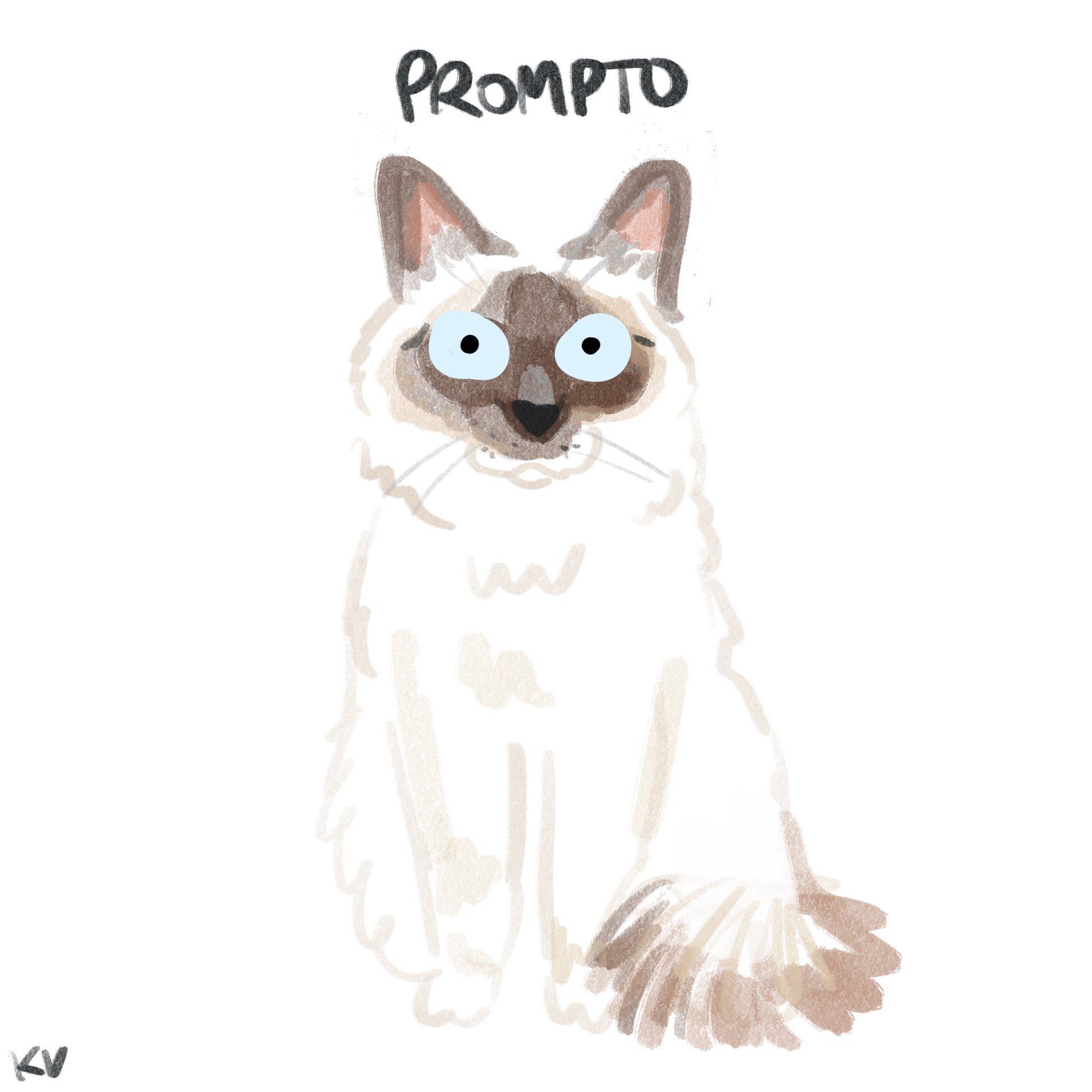 A drawing of a cat that looks like that grumpy cat meme.